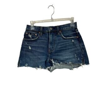Abercrombie Mom Short Mid Rise Curve Love Size 24 Distressed Denim Shorts